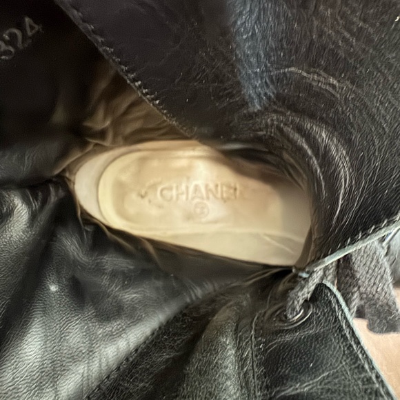 CHANEL Black Leather Lace-Up Boots - Picture 7 of 8